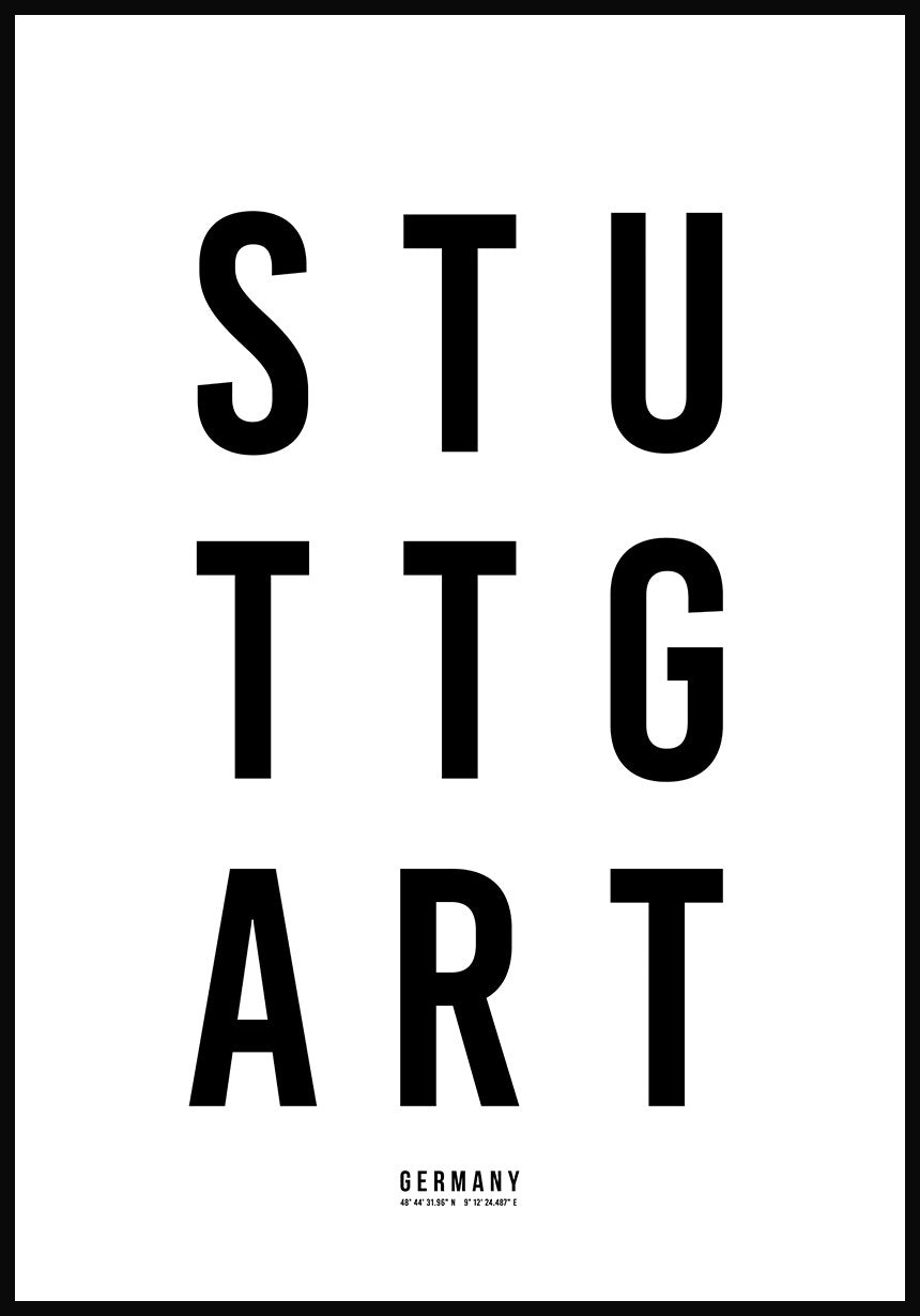 Stuttgart Typography Poster black white