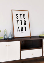 Stuttgart Typography Poster black white in office