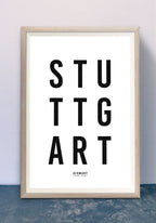 Stuttgart Typography Poster black white in the hallway