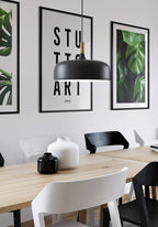 Stuttgart Typography Poster black white dining room