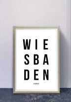 Wiesbaden Typography Poster black white in the hallway