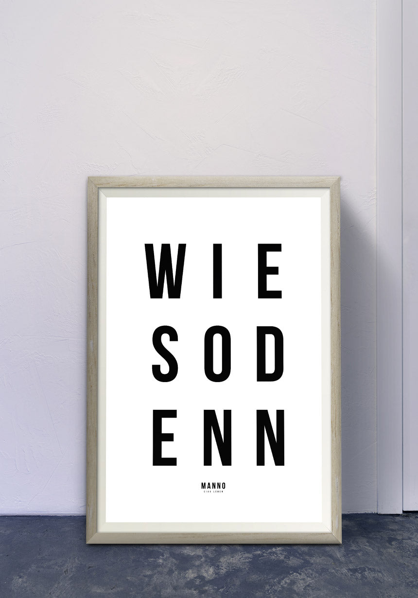 Whyden typography poster black white in hallway