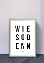 Whyden typography poster black white in hallway