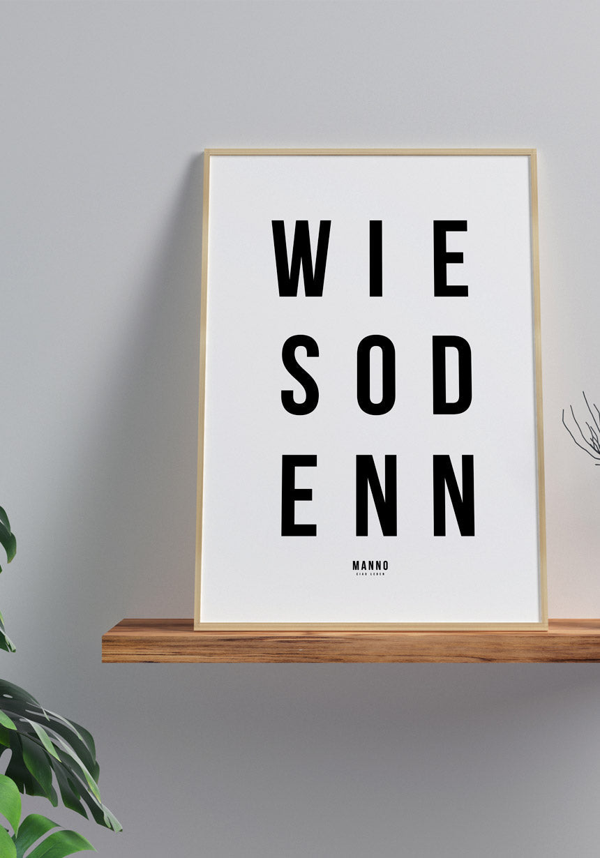 Whyden typography poster black white on shelf