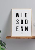 Whyden typography poster black white on shelf