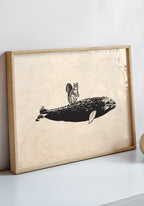 Vintage Poster Squirrels on Wal in Picture Frame