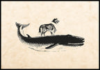 Vintage poster dog on whale