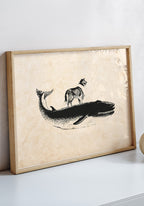 Vintage Poster Dog on Wal Wooden Frame