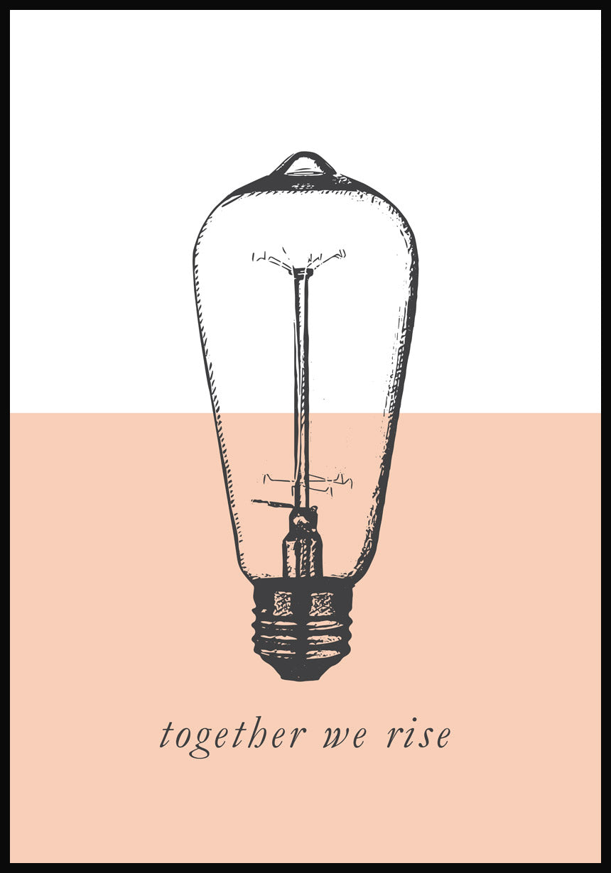Vintage poster light bulb together we rise