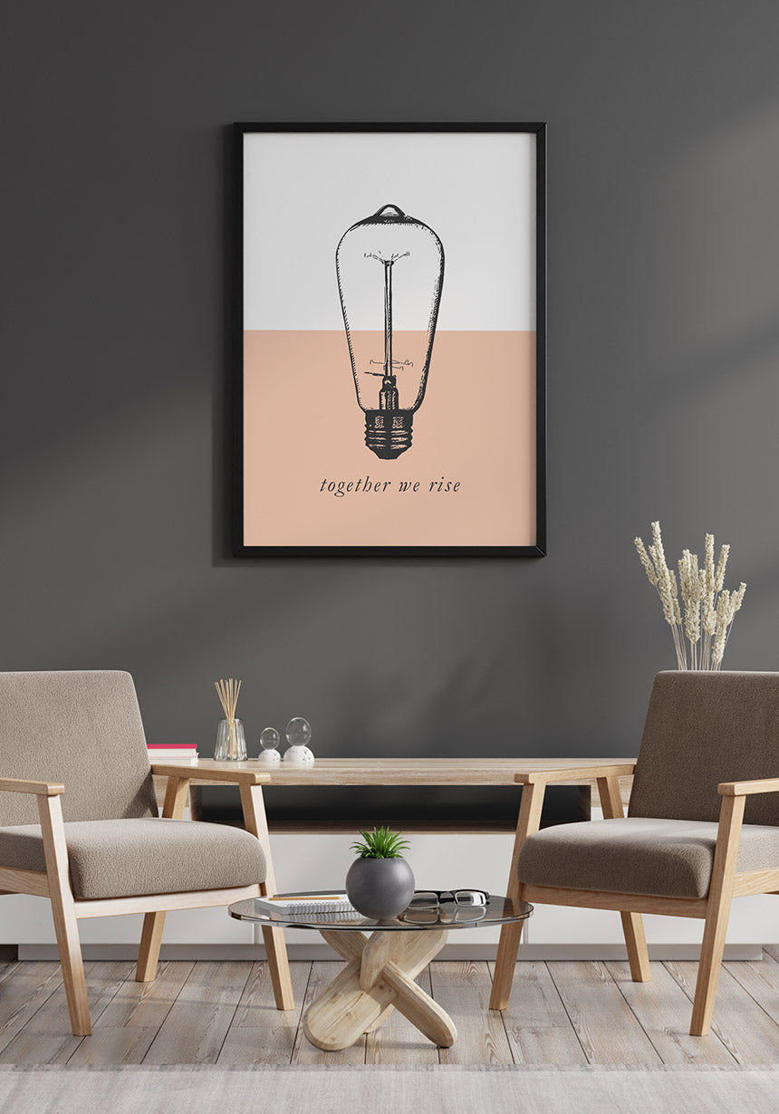 Vintage poster light bulb together we rise