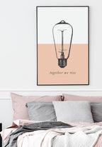Vintage poster light bulb together we rise in the bedroom