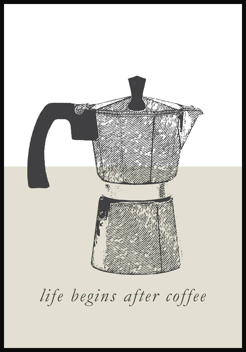 Vintage Poster Espressopot life begins after coffee