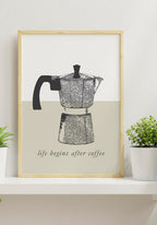 Vintage Poster Espressopot life begins after coffee