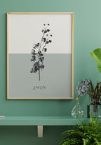 Vintage Poster Blümchen Grazie on green wall