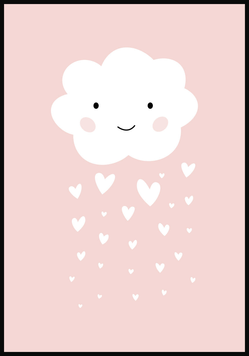 Children's Poster Cloud with Heart Rain