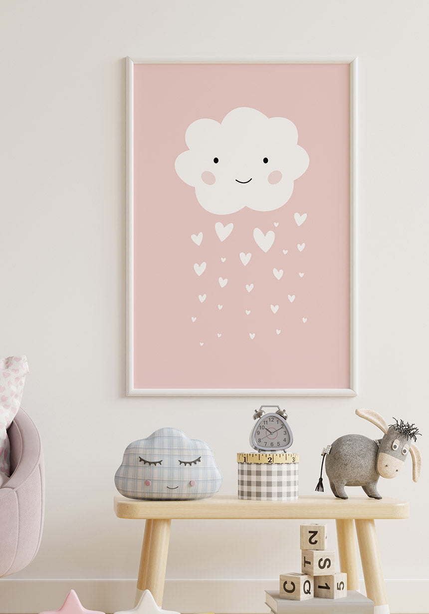 children's poster cloud with heart rain on the wall