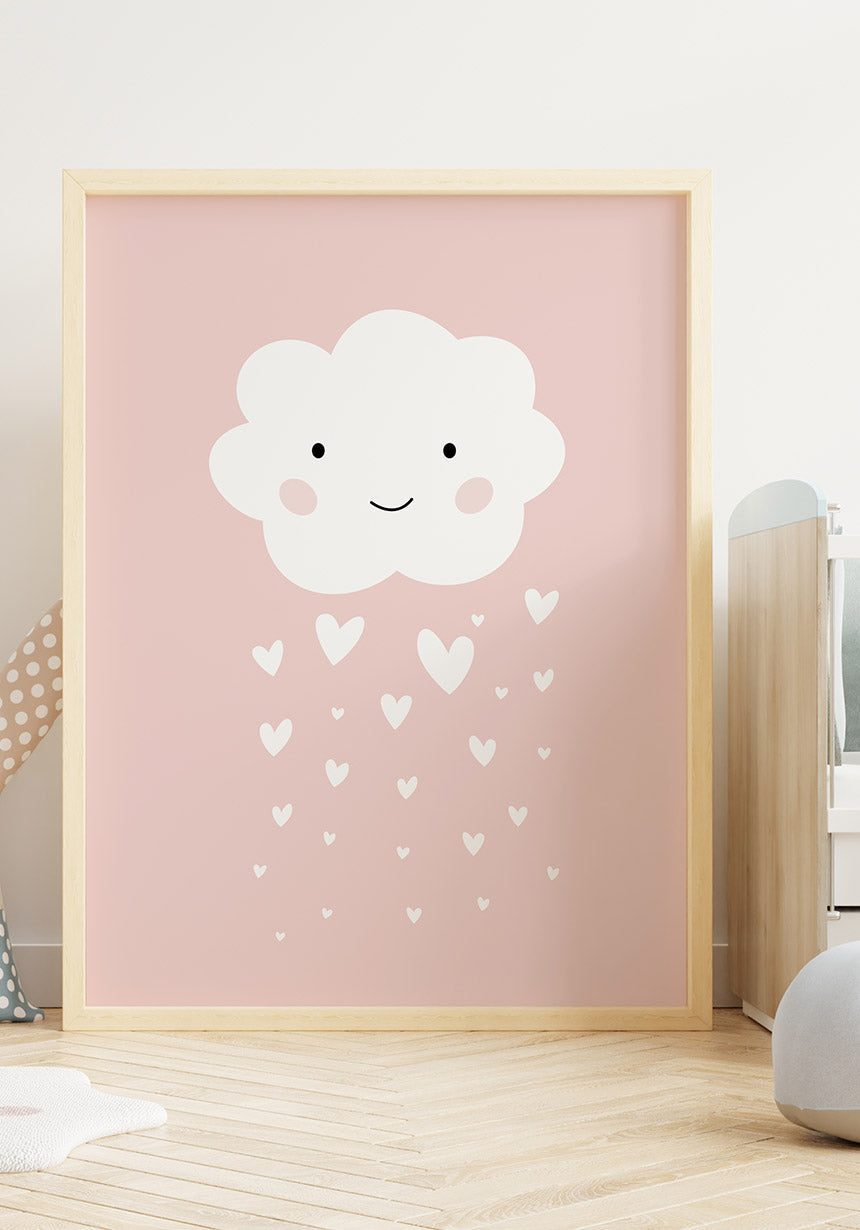 children's poster cloud with heart rain children's room