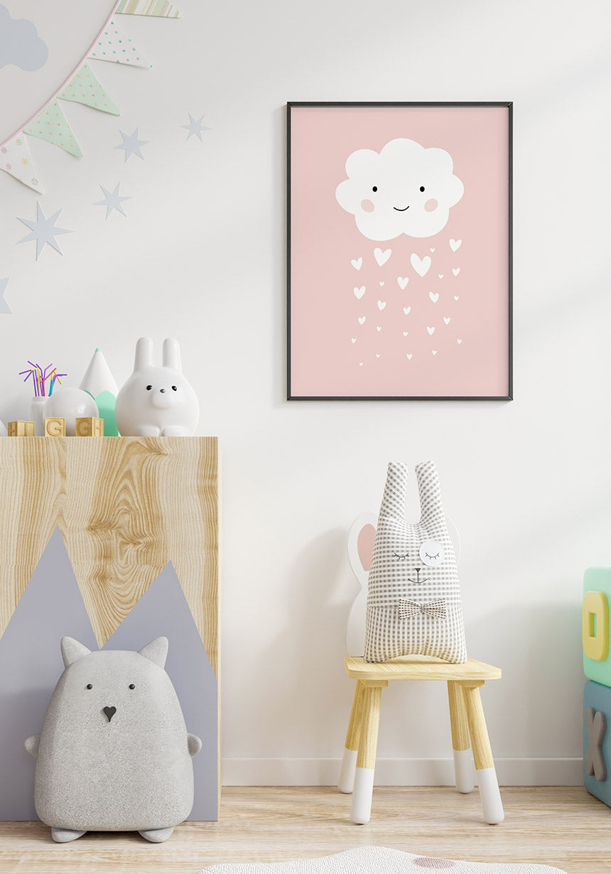 children's poster cloud with heart rain on the wall