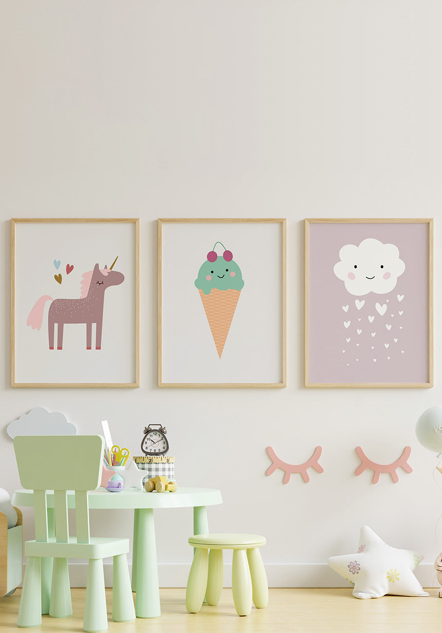 children's poster cloud with heart rain