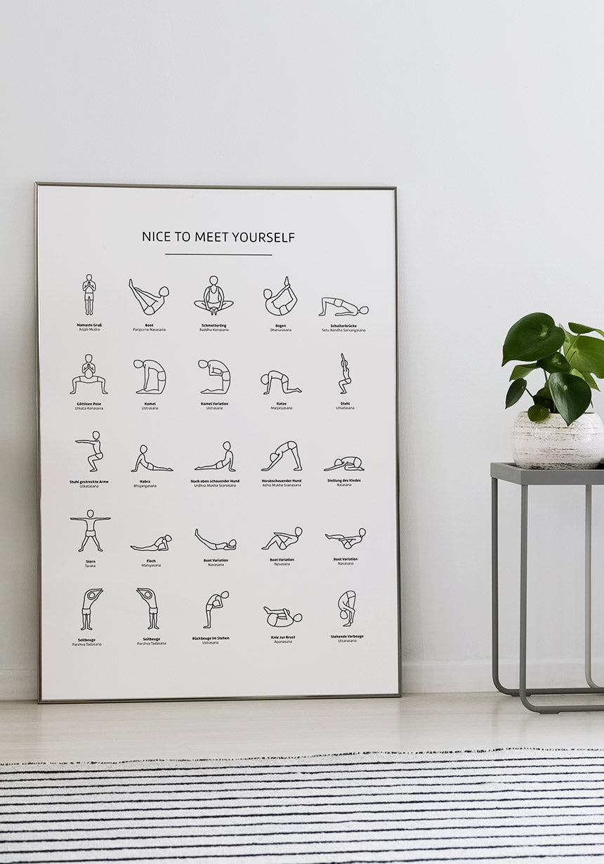Poster Yoga Exercises Overview on wall