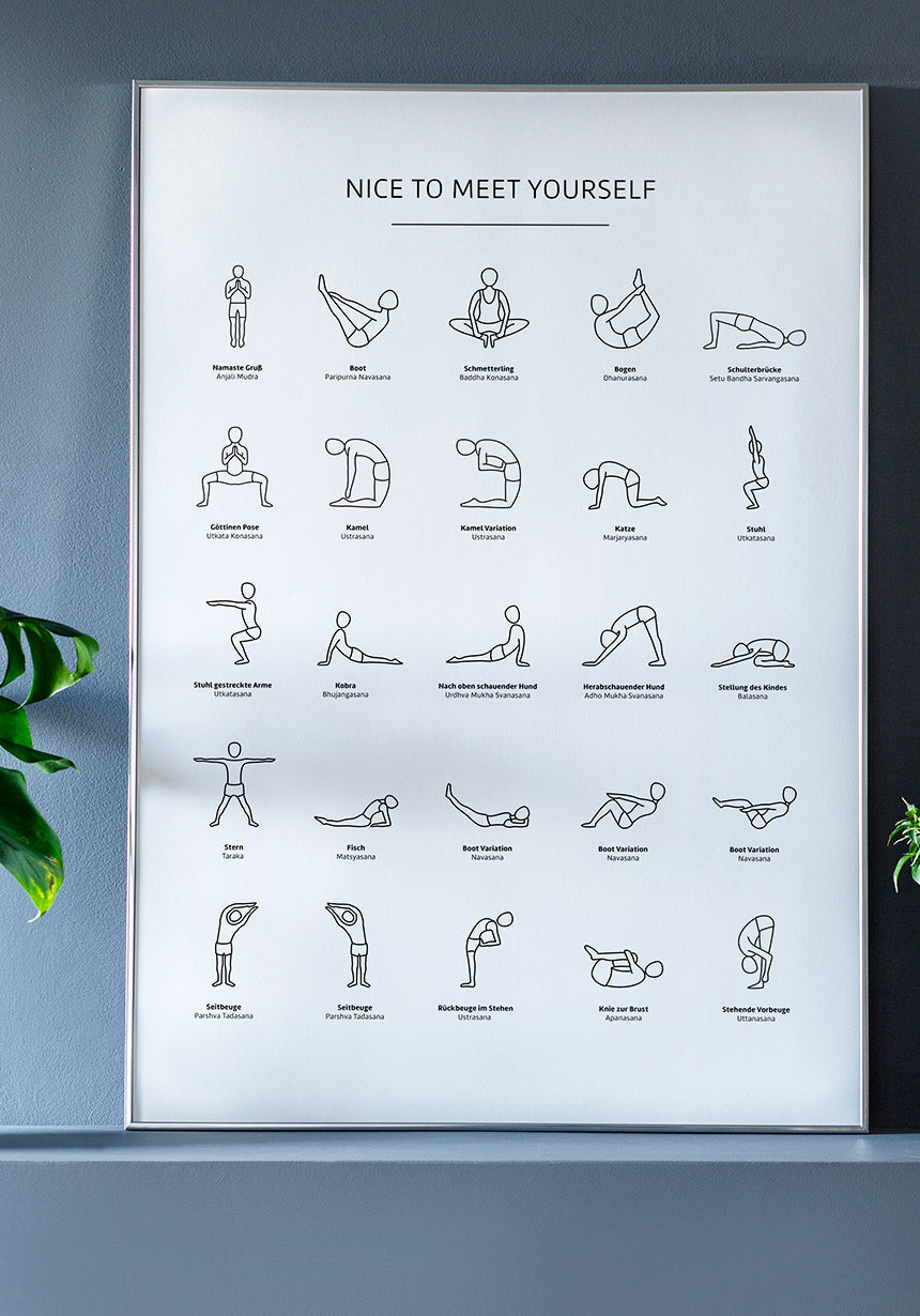 Poster Yoga Exercises Overview in the living room
