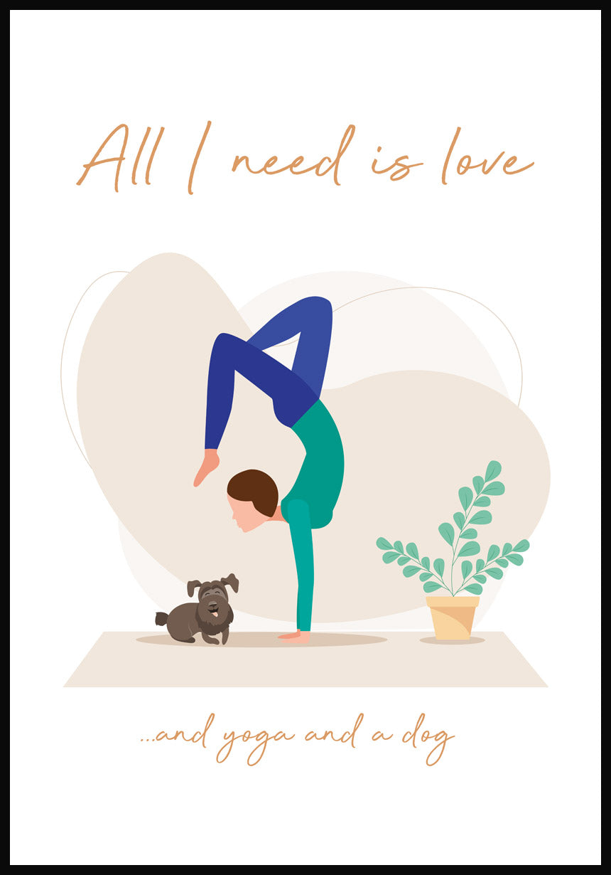 Yoga Poster Illustration Woman with dog