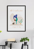 Yoga Poster Illustration Woman with dog on wall