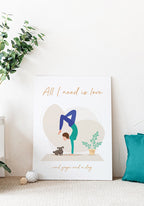 Yoga Poster Illustration Woman with dog on the ground