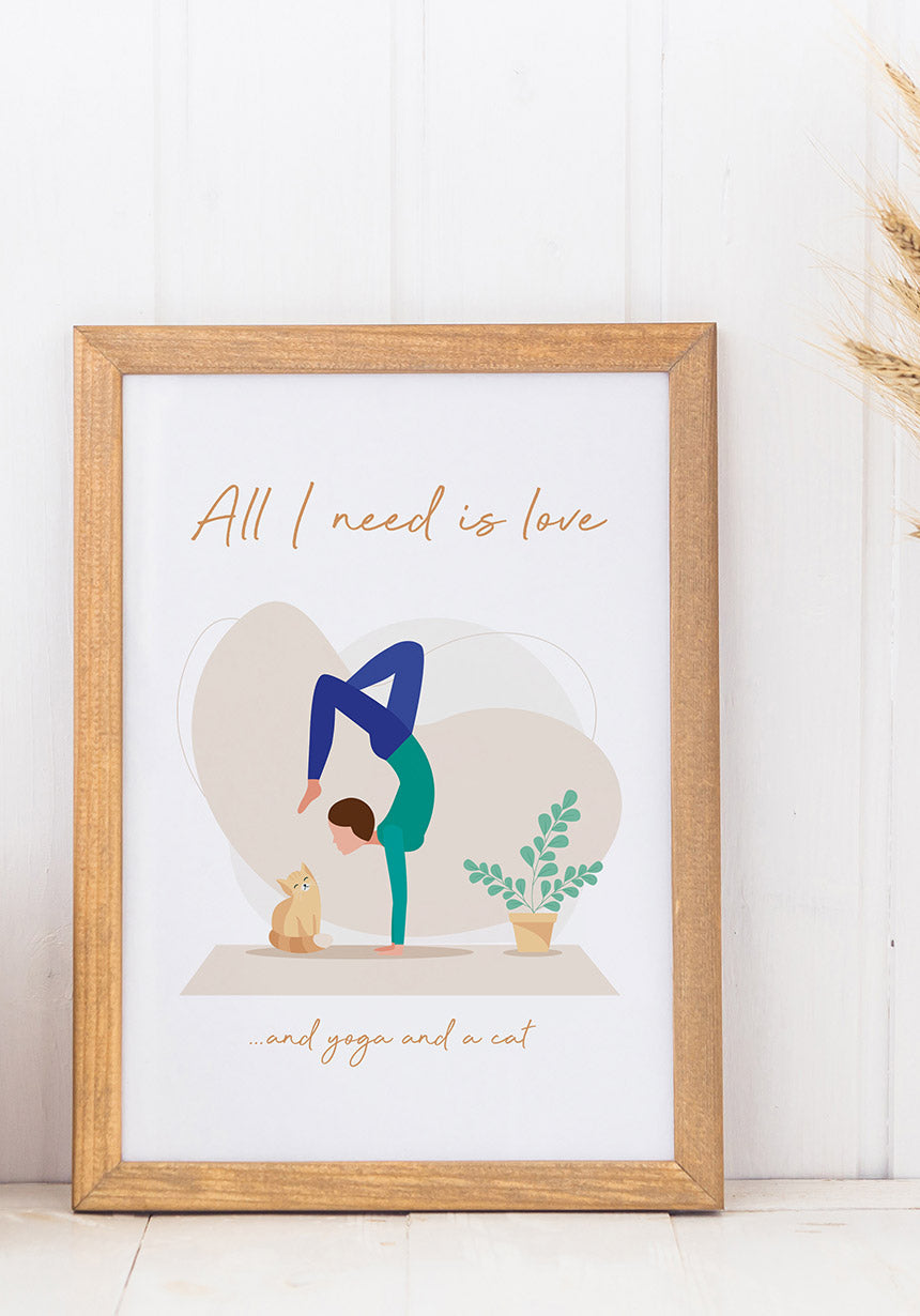 Yoga poster all i need is love within the frame