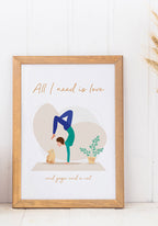 Yoga poster all i need is love within the frame