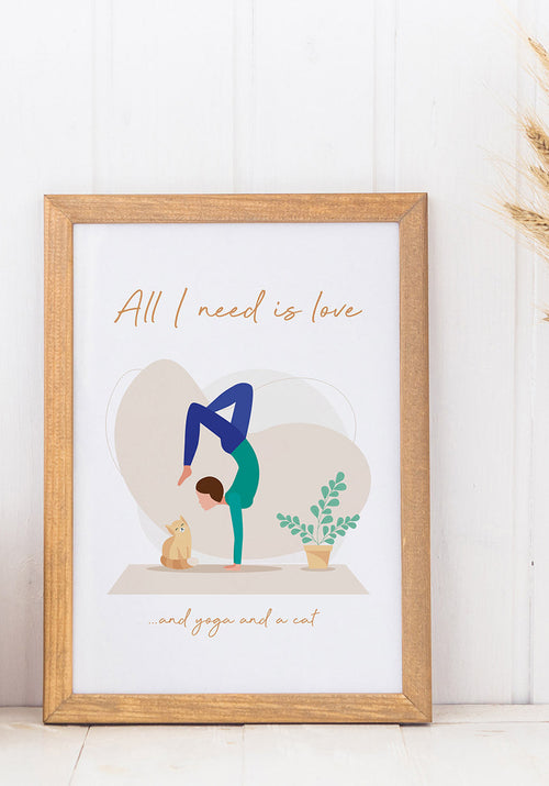Yoga poster all i need is love within the frame